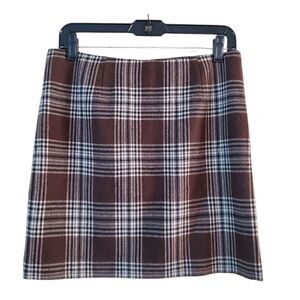 BOSTON PROPER Women's Mini Skirt Plaid Wool Blend Size 6. Y2k